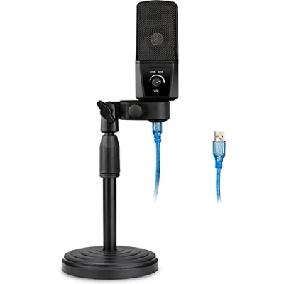 Afbeelding van Áengus ES310 USB Microfoon set, Condensator Studiomicrofoon met Desktop Microfoonstandaard