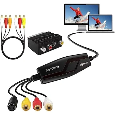 Afbeelding van Video Capture Card, USB 2.0 Device, Converter Grabber voor RCA naar Convert VHS VCR Hi8 Mini DV Digitaal, PC TV Tape Player Camcorder, Mac OS X of Windows Compatibel