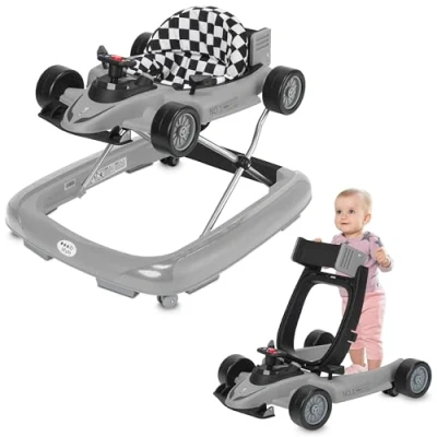 Afbeelding van ib style® Loopstoel Babywalker Baby Loopwagen Looptrainer 2 in 1 Racer Hoogte verstelbaar Met Geluidseffecten Little Speedster Grijs