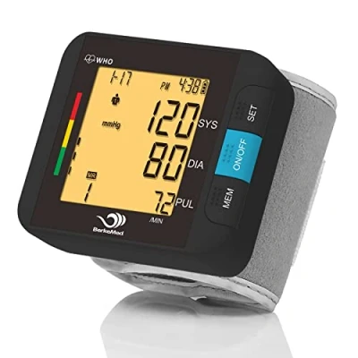 Afbeelding van BerkeMed Bloeddrukmeter pols, automatische pols bloeddruk manchet, verstelbare manchet (22 32cm), onregelmatige hartslag en hypertensie detector, LED Backlit Display, 2 * 99 leesgeheugen