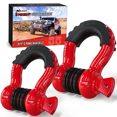 Afbeelding van Nilight 2 Pack 3/4 &quot;D Ring Beugel 4,75 Ton (1600 lbs) Capaciteit met 7/8&quot; Pin Heavy Duty Off Road Recovery Isolatoren &amp; Wasmachine Kit voor Jeep Truck Voertuig, Rood (90053B)