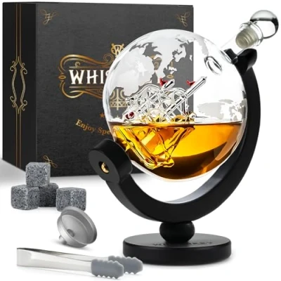 Afbeelding van Whisiskey Whiskey karaf Wereldbol Luxe Whisky Set 0,9 L Decanteer Incl. Accessoires
