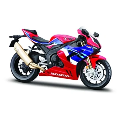 Afbeelding van Maisto Honda CBR 1000RR R Fireblade: motormodel schaal 1:12, met vering en uitklapbare zijstandaard, 17 cm, rood blauw (5 20099), medium