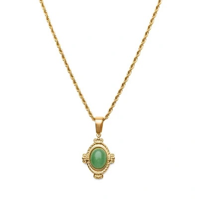 Afbeelding van Zentana Aventurijn Ketting Retro Cabochon Geslepen Edelsteen