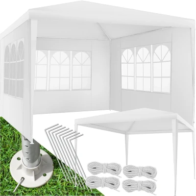 Afbeelding van tectake® Tuinpaviljoen partytent Baraban 3x3m met 3 zijdelen wit