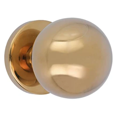 Afbeelding van Amig Ronde knop voor buitendeuren toegangsdeuren handgreep diameter Ø 70 mm roestvrij staal 18/8 goud inclusief schroef en bevestigingsmoer