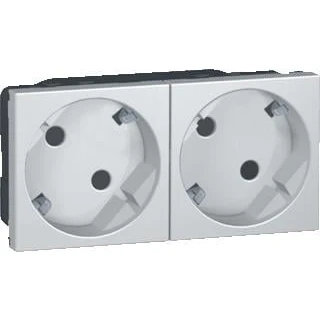 Afbeelding van Legrand wandcontactdoos mosaic 2 voudig 45graden 2x2p kindv steek 4mod alu 079282