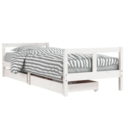 Afbeelding van Kinderbedframe Met Lades 80X160 cm Massief Grenenhout Zwart 80 x 200 / Wit