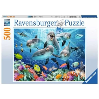 Afbeelding van Ravensburger puzzel Dolfijnen in het koraalrif Legpuzzel 500 stukjes, Oude versie