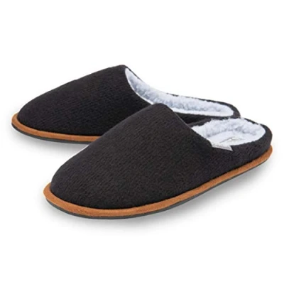 Afbeelding van Dunlop Heren Slippers Slip On Muilezel Comfortabele Bont Gevoerd Vilt Memory Foam Machine Wasbaar Maten 7 12, Zwart, 43.5 EU