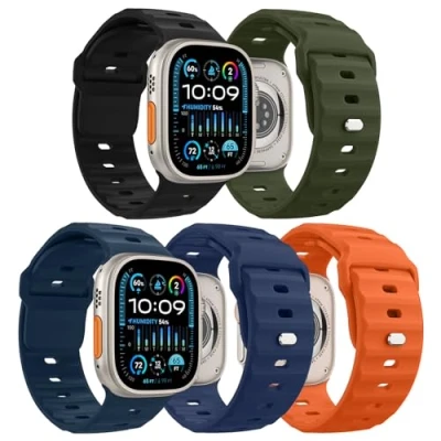 Afbeelding van MoKo 5Pack Ocean band Compatible with Apple Watch Ultra 2 Strap 49mm 46mm 45mm 44mm 42mm for Men Women,Silicone Replacement Wrist iWatch Series 10 9 8 7 6 5 4 SE 2,ColorB