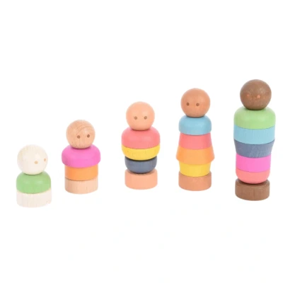 Afbeelding van TickiT Houten Stapel Poppen Regenboog