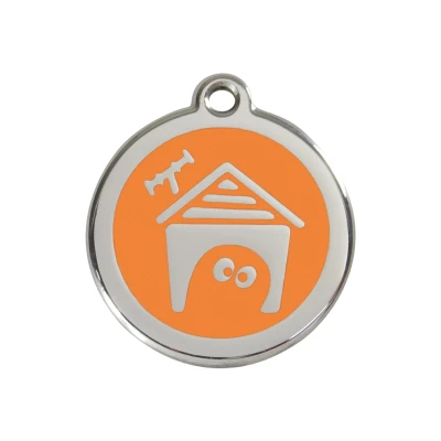 Afbeelding van Dog House Orange roestvrijstalen hondenpenning medium/gemiddeld dia. 3 cm RedDingo