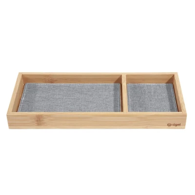 Afbeelding van Pennenbak EYE STYLE bamboe 245x109x25mm met l.grijs zwarte inlay