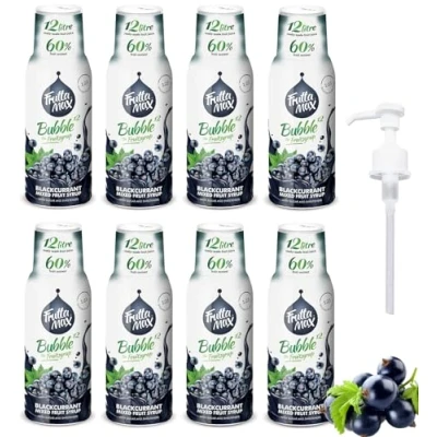 Afbeelding van 8 pakjes FruttaMax Vruchtensiroopconcentraat Minder suiker met 60% fruitgehalte geschikt voor frisdrankautomaat (8 x 500 ml) Zwarte bes)
