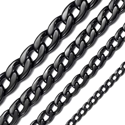 Afbeelding van ChainsHouse Zilver Goud Zwart Kleur Cubaanse Link Chain Ketting Heren Roestvrijstalen voor Dames Jongens met Geschenkdoos (5 12mm Breed, 14 30 Inch Lang)