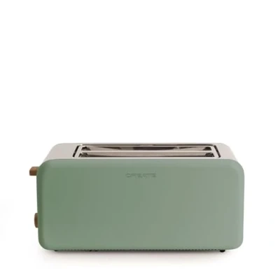 Afbeelding van CREATE Broodrooster Retro XL / saliegroen 6 standen, kruimellade, thermostaat, ontdooien, opwarmen, 2 brede schijven, 1500 W