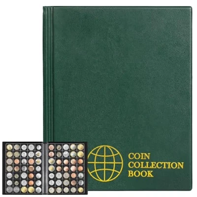 Afbeelding van 420 Zakken Munt Albums 28x29 mm/1.1x1.1 inch Pocket Groene Boek 10 Pagina&#039;s Collectie Houder Letter Size Opslag CS0242GR