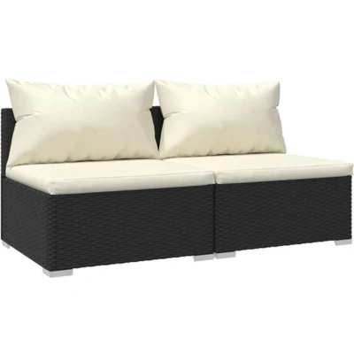 Afbeelding van vidaXL 2 delige Loungeset met kussens poly rattan zwart