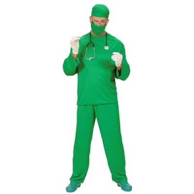 Afbeelding van Widmann Dokter &amp; Tandarts Kostuum Chirurg Schedel Dr No Man Groen Small Carnavalskleding Verkleedkleding