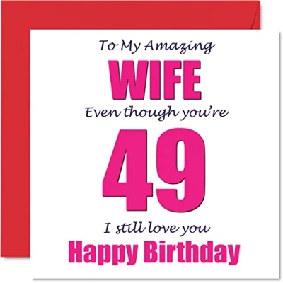 Afbeelding van Grappige 49e verjaardagskaarten voor vrouw 49 I Still Love You Gelukkige verjaardagskaart van echtgenoot partner, negenenveertigste veertigste wifey plagergeschenken, 145mm x grap humor wenskaarten