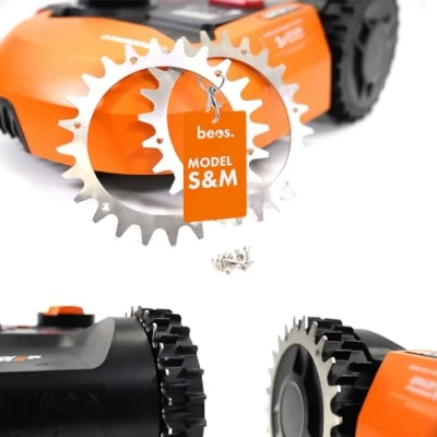 Afbeelding van BEOS® 2 x premium roestvrij stalen spikes voor Worx Landroid S&amp;M + 12 roestvrijstalen schroeven tractieverbetering robotmaaier grasmaaier robot wielmaat 205 mm
