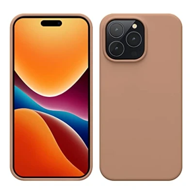 Afbeelding van kwmobile telefoonhoesje geschikt voor Apple iPhone 14 Pro Max Hoesje met siliconen coating Smartphone case in cappuccino