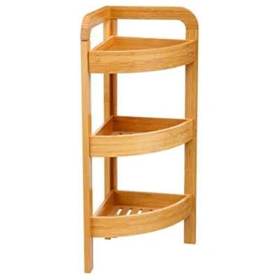 Afbeelding van 5Five Doucherekje/badkamerrekje hoek model bamboe 3 lagen 23 x 61 cm Badkamerkastjes
