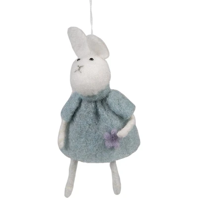 Afbeelding van Clayre &amp; Eef Paashanger Konijn 13 cm Blauw Stof Decoratie Hanger
