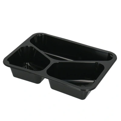 Afbeelding van Klika Bak PP 3 vaks spuitgiet menubak 228x178x45mm zwart 200 stuks