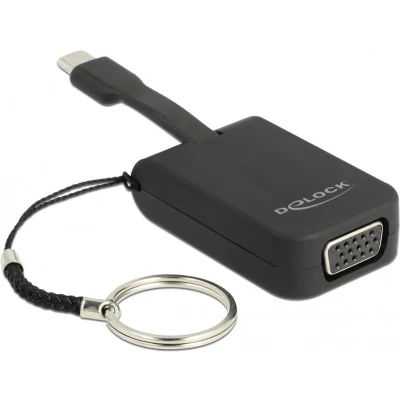 Afbeelding van Premium USB C naar VGA adapter sleutelhanger met DP Alt Mode (1920 x 1200) / zwart 0,05 meter