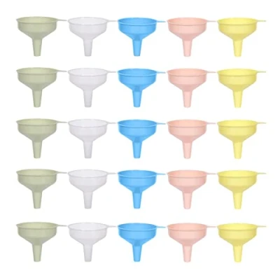Afbeelding van 25 stuks kleine trechters, plastic, mini kunststof trechterset, reinigende stapelbare trechter voor het overvullen van specerijen, vloeistoffen, poeder, bonen, jam