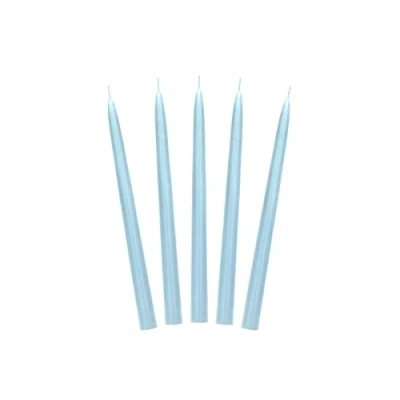 Afbeelding van PartyDeco SKMAT 011 Tafelkaars / staafkaars toelopend naar boven 24 cm lichtblauw mat 10 stuks