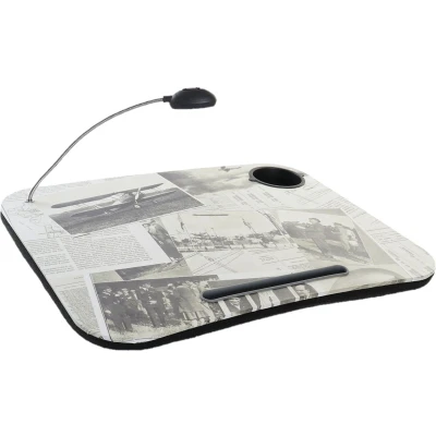 Afbeelding van Schootkussen/laptray met LED verlichting 48 x 38 cm vintage kranten print Dienbladen