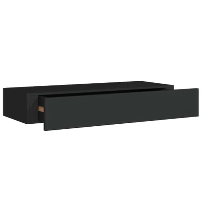 Afbeelding van Wandschap met lade 60x23,5x10 cm MDF zwart