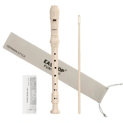 Afbeelding van EAST TOP Sopraanrecorder voor kinderen beginners, 8 gaats plastic Duitse vingerfluitrecorder 3 delig met reinigingsstok, katoenen zakje, vingerkaart, kleurrijke doos (ivoor)