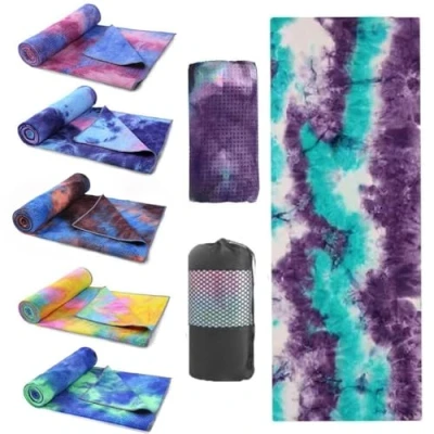Afbeelding van Oaygat yogamat handdoek 24&quot; x 72&quot; antislip hete met grip stippen sneldrogende yoga deken zweetabsorberende doek microvezel mat mesh draagtas ideaal voor pilates