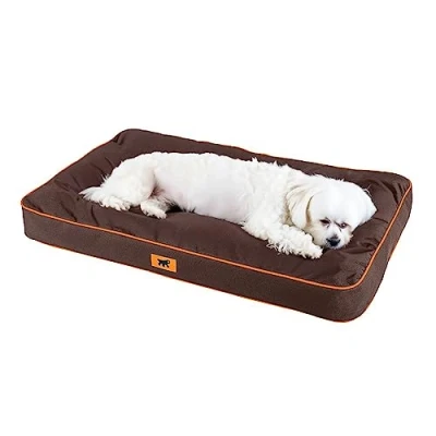 Afbeelding van Ferplast Hondenbed, Hondenkussen voor kleine Honden Hondenmand hoes Afneembaar en Wasbaar Orthopedisch Ergonomische HondensofaBank Waterdichte 65 x 40 h 8 cm. Bruin