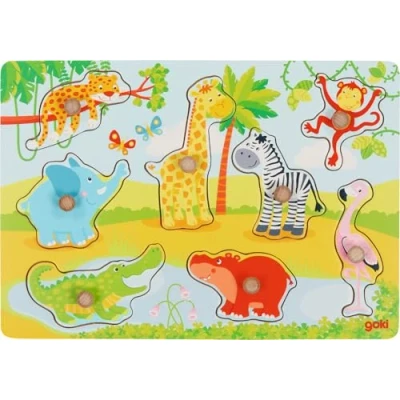 Afbeelding van Goki knoppuzzel babydieren safari 8st