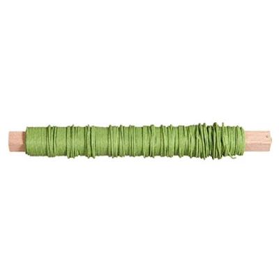 Afbeelding van Rayher 24116417 papierdraad, 0,55 mm ø, op houten wikkel 50 g, ca. 20 m, knutseldraad, papier omwikkelde draad, lichtgroen, huisgroen licht