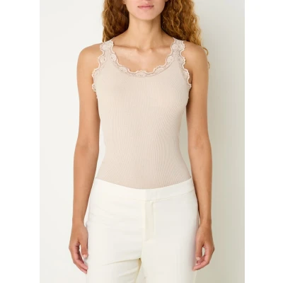 Afbeelding van Rosemunde dames Benita top in zijdeblend met details van kant de kleur Beige, maat: S