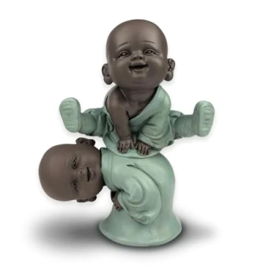 Afbeelding van Bonzes Schapenfiguur Decoratie Zen&#039;Light en Feng Shui om een ontspannende spirituele sfeer te creëren Geluksbrenger cadeau idee Hoogte: 12 cm Kleur: groen bruin