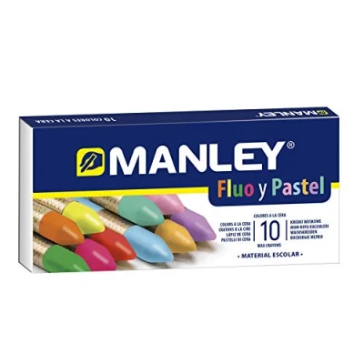 Afbeelding van Manley 10 stuks waskrijtjes, professionele kleurpotloden, fluorescerend en pastelkleuren, waskrijt, zachte waskrijt met streep, kleuren mengbaar, verschillende