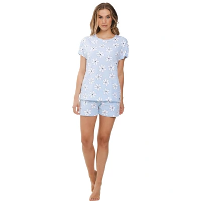 Afbeelding van Dames Shortama Rebelle Flower Bio Katoen Lichtblauw Maat 40