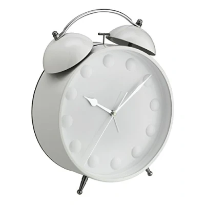 Afbeelding van TFA Dostmann analoge XXL wekker met twee bellen BIG BELL, 60.1022.02, stil uurwerk, frame en gemaakt uit metaal, formaat, glazen afdekplaat, wit, (L) 218 x (B) 90 (H) 285 mm
