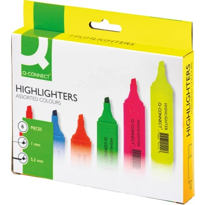 Afbeelding van Q CONNECT markeerstift, pak van 6 stuks in geassorteerde kleuren