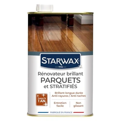 Afbeelding van STARWAX Glansvernieuwende bescherming voor verglaasde parket en laminaatvloeren maakt glans, beschermt verwijdert krassen vuilafstotend slijtvast gemaakt in Frankrijk 1 l tot 30 m²