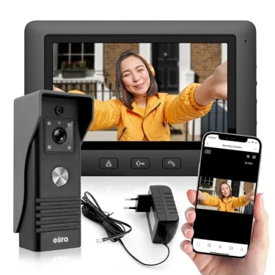 Afbeelding van Eura VDP 45A3 TY Alpha+ TUYA WiFi Video deurintercomsysteem 4 draads 7 inch kleurenmonitor zwart