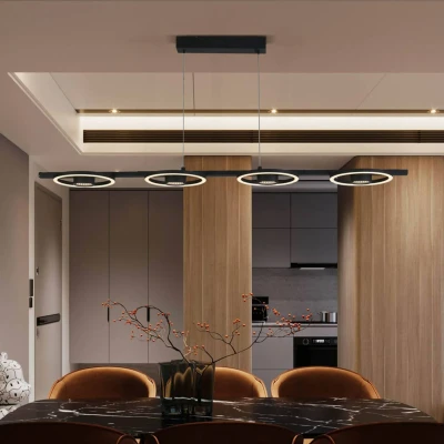 Afbeelding van Searchlight 4 lichts moderne hanglamp Space zwart 32804 4BK