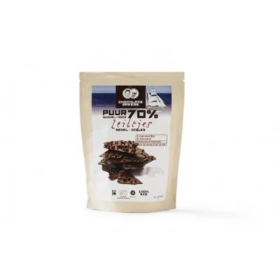Afbeelding van Chocolatemakers Zeiltjes Puur 70% met Cacaonibs &amp; Zeezout Bio, 100 gram